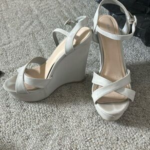 light grey heels wedges